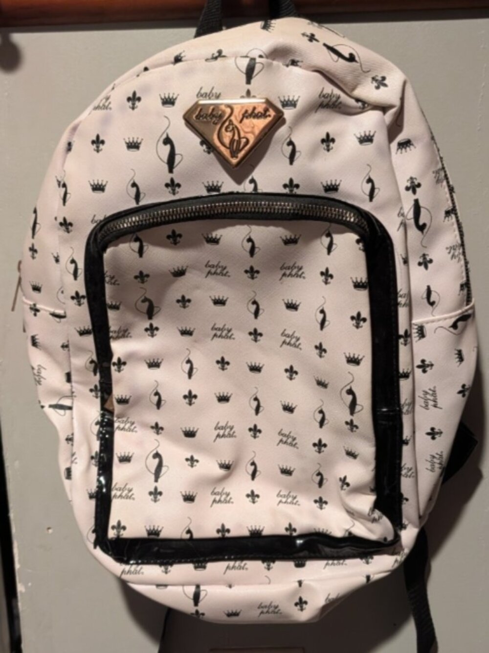 black and white baby phat backpack